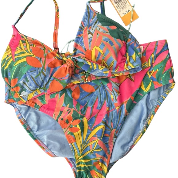 Kona Sol Matching Bikini Set Tropical Floral Medium Top Large Bottom - Picture 10 of 10